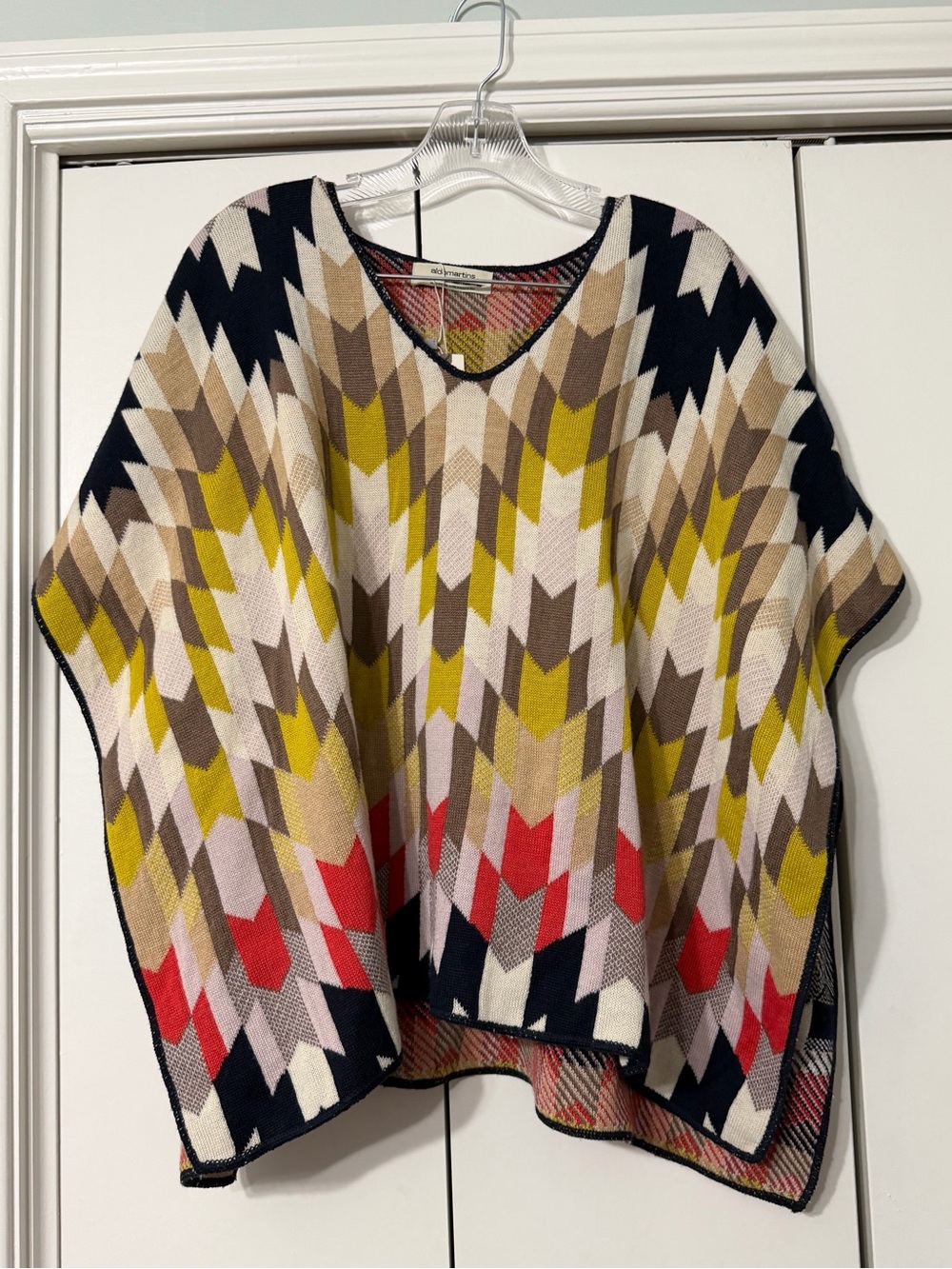 Aldomartins Anthropologie Geometric Knit Wool Poncho Sweater - Multicolor